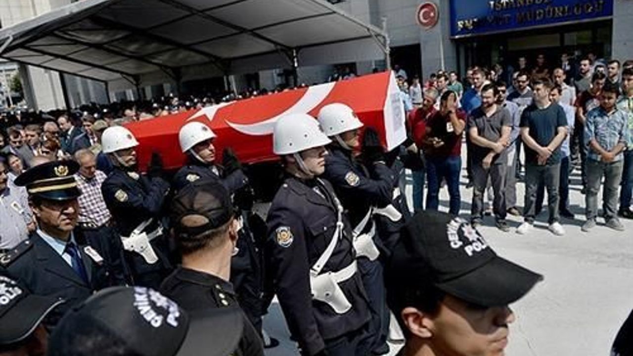 Istanbul police hold funeral service for shot officer