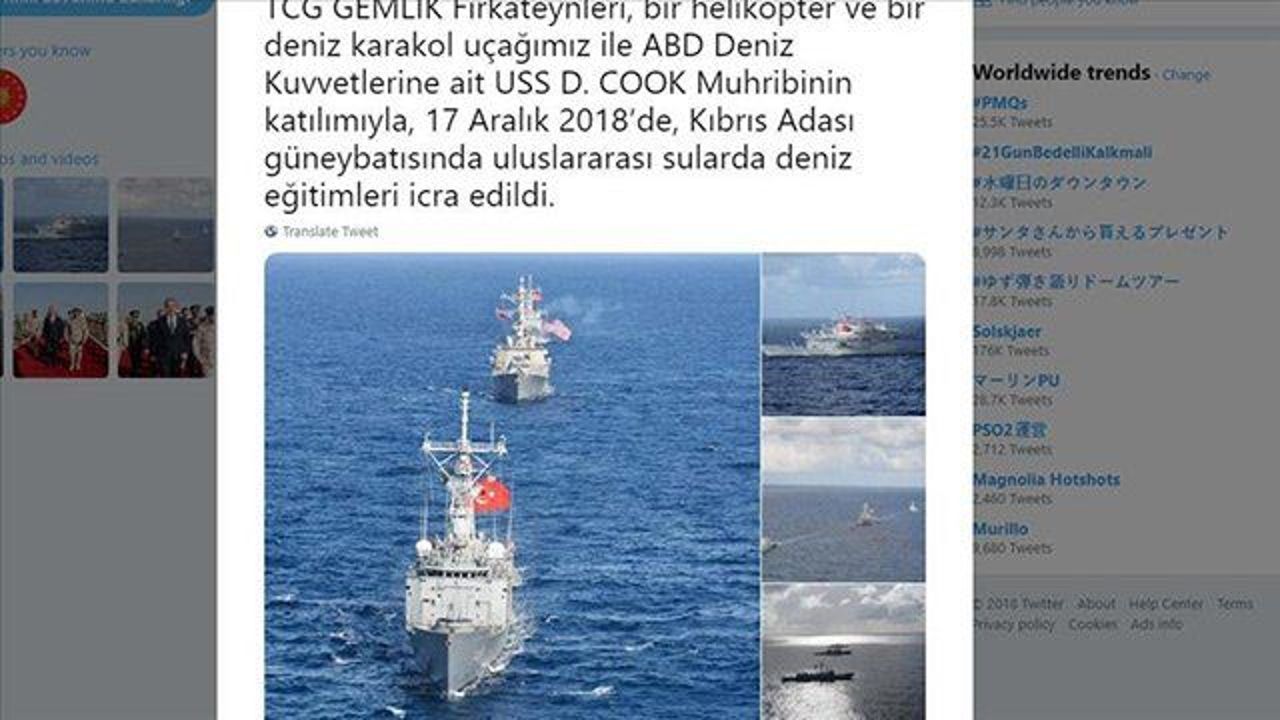 Turkish, US navies hold joint maritime trainings